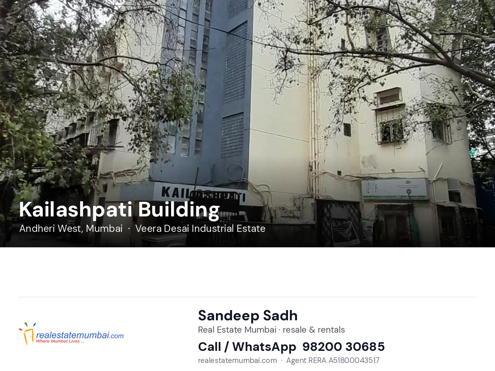 Kailashpati Building, Andheri West, Mumbai — flats | Real Estate Mumbai, Sandeep Sadh 98200 30685