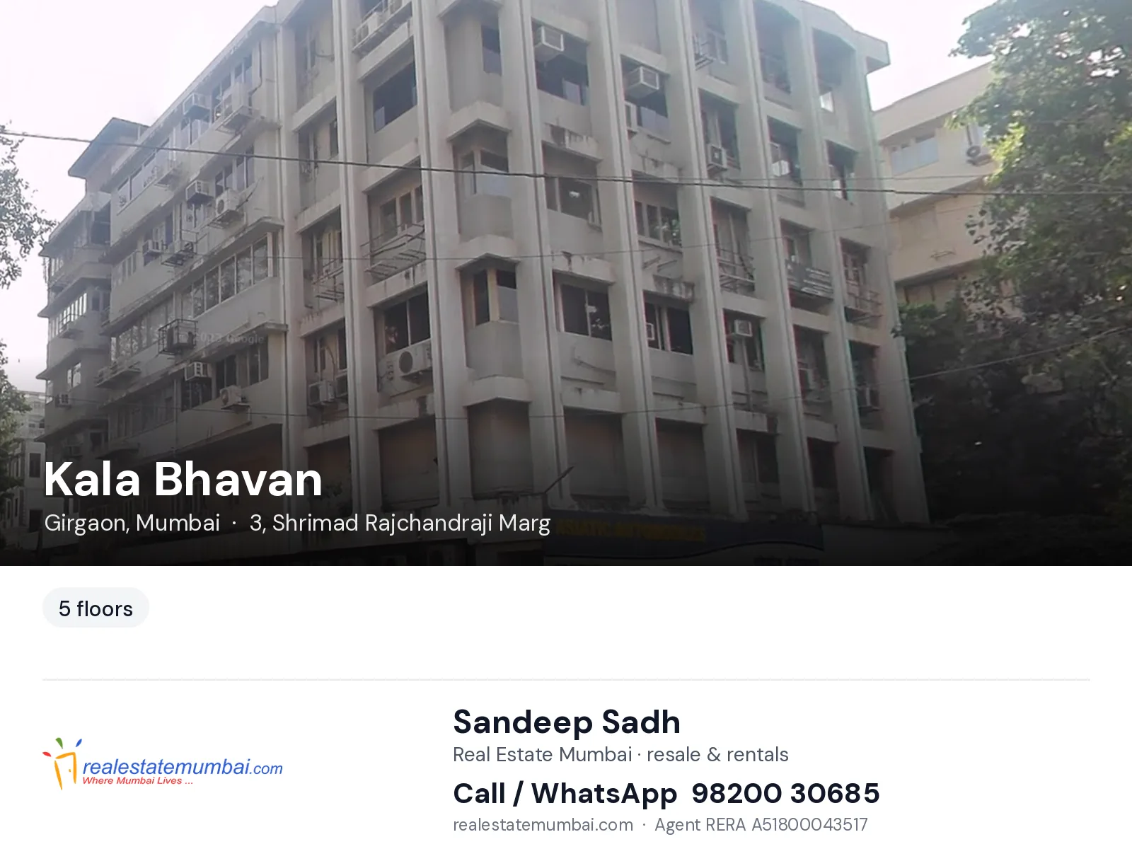 Kala Bhavan, Girgaon, Mumbai — flats | Real Estate Mumbai, Sandeep Sadh 98200 30685