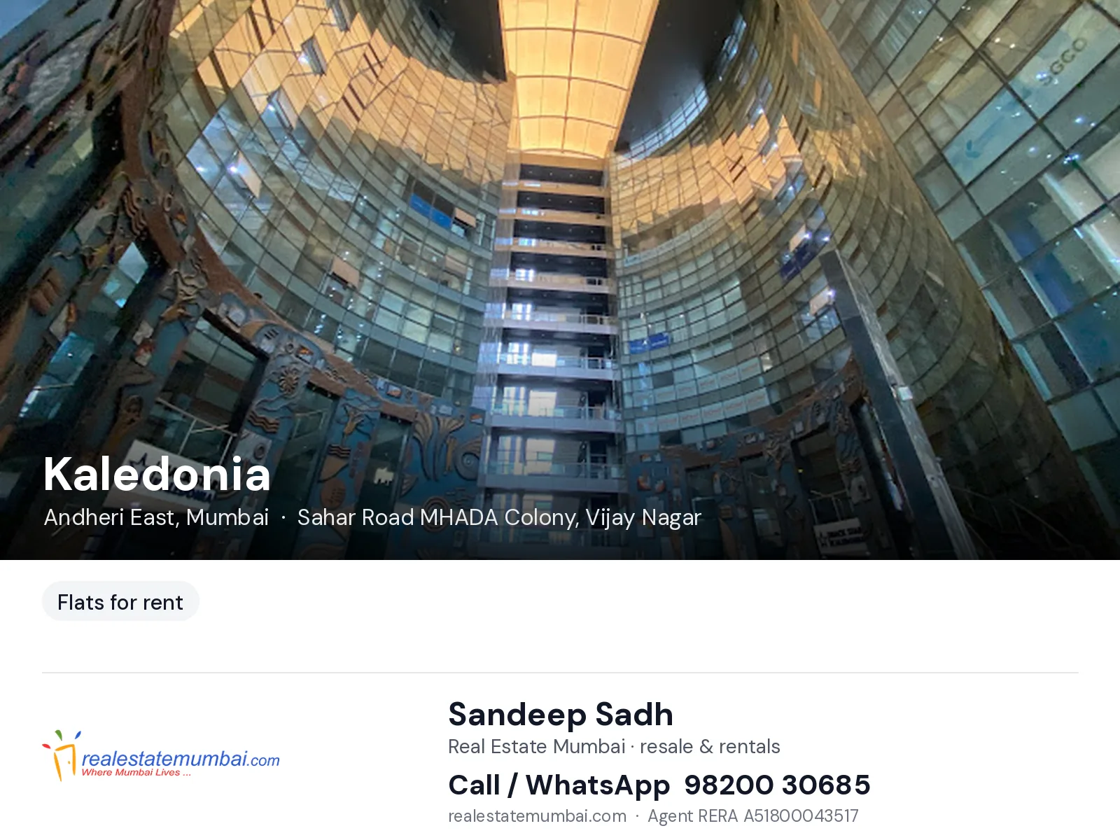Kaledonia, Andheri East, Mumbai — flats for rent | Real Estate Mumbai, Sandeep Sadh 98200 30685
