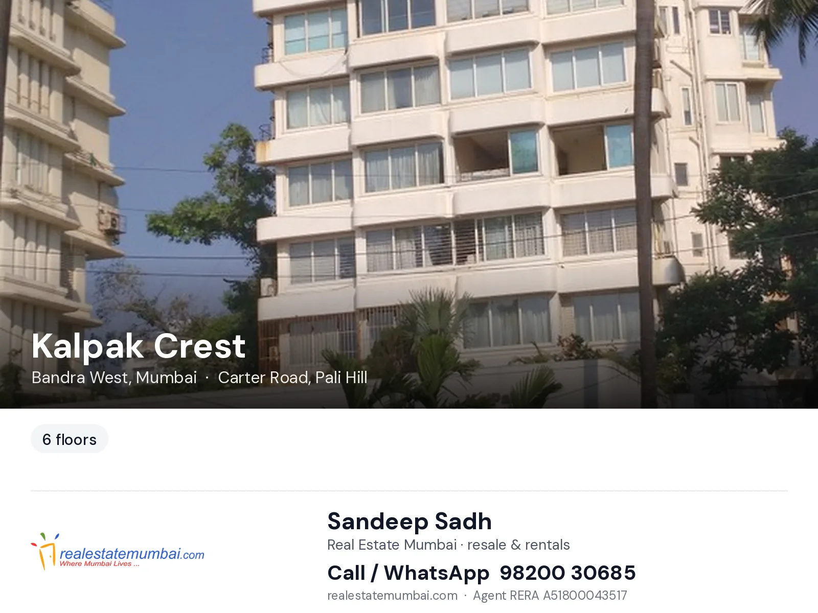 Kalpak Crest, Bandra West, Mumbai — flats | Real Estate Mumbai, Sandeep Sadh 98200 30685