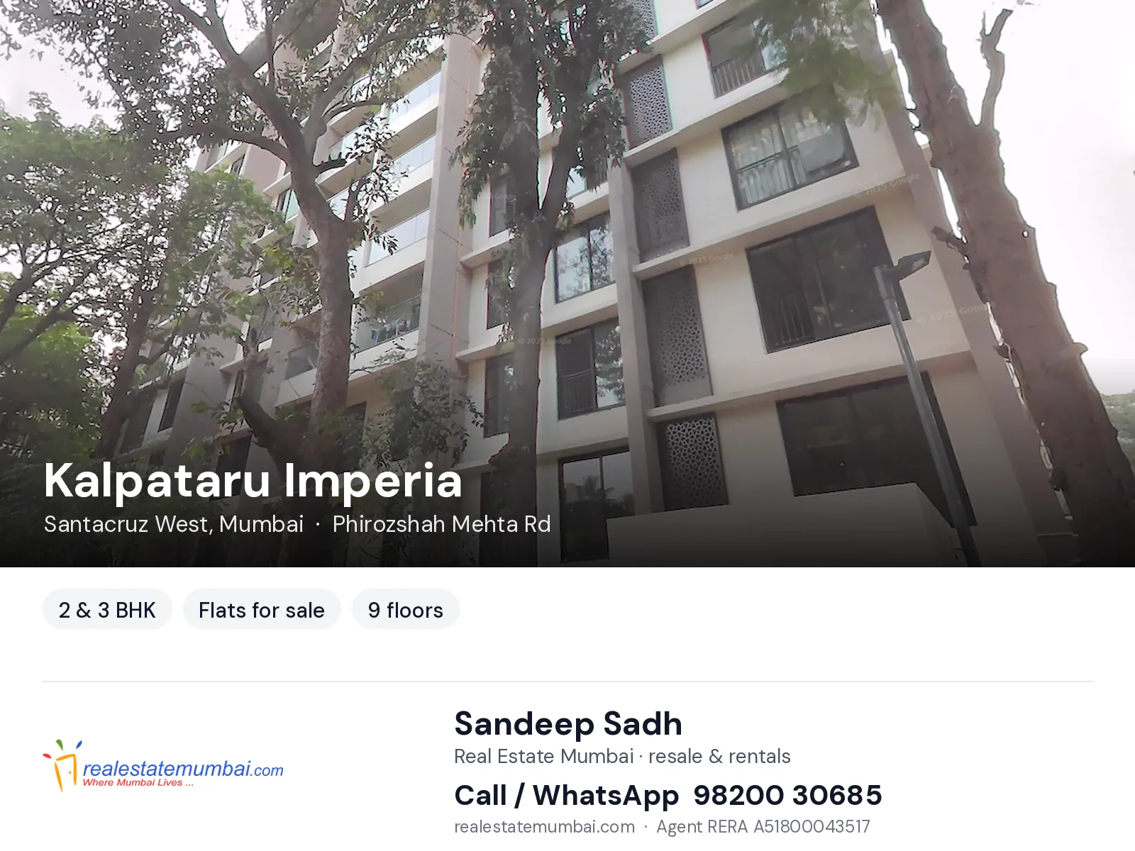 Kalpataru Imperia, Santacruz West, Mumbai — 2 & 3 BHK flats for sale | Real Estate Mumbai, Sandeep Sadh 98200 30685