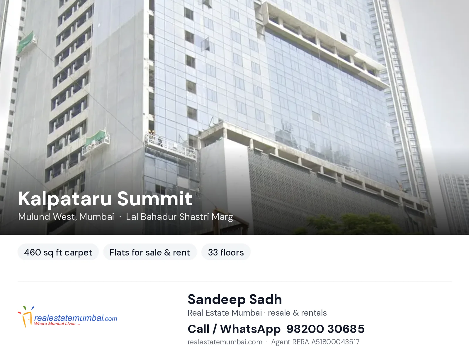 Kalpataru Summit, Mulund West, Mumbai — flats for sale & rent | Real Estate Mumbai, Sandeep Sadh 98200 30685