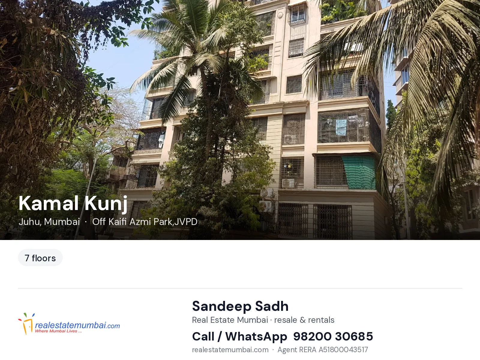 Kamal Kunj, Juhu, Mumbai — flats | Real Estate Mumbai, Sandeep Sadh 98200 30685
