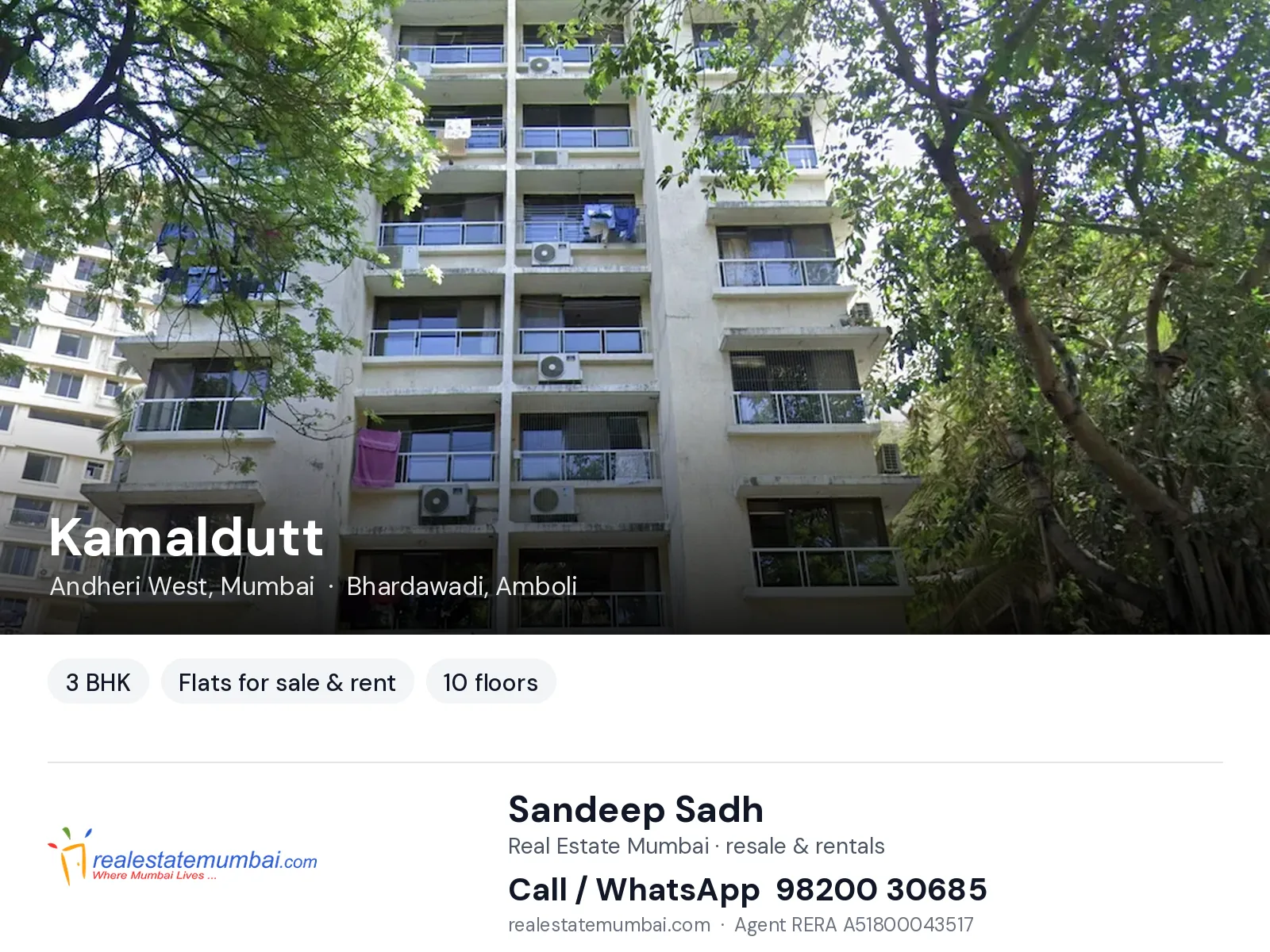 Kamaldutt, Andheri West, Mumbai — 3 BHK flats for sale & rent | Real Estate Mumbai, Sandeep Sadh 98200 30685