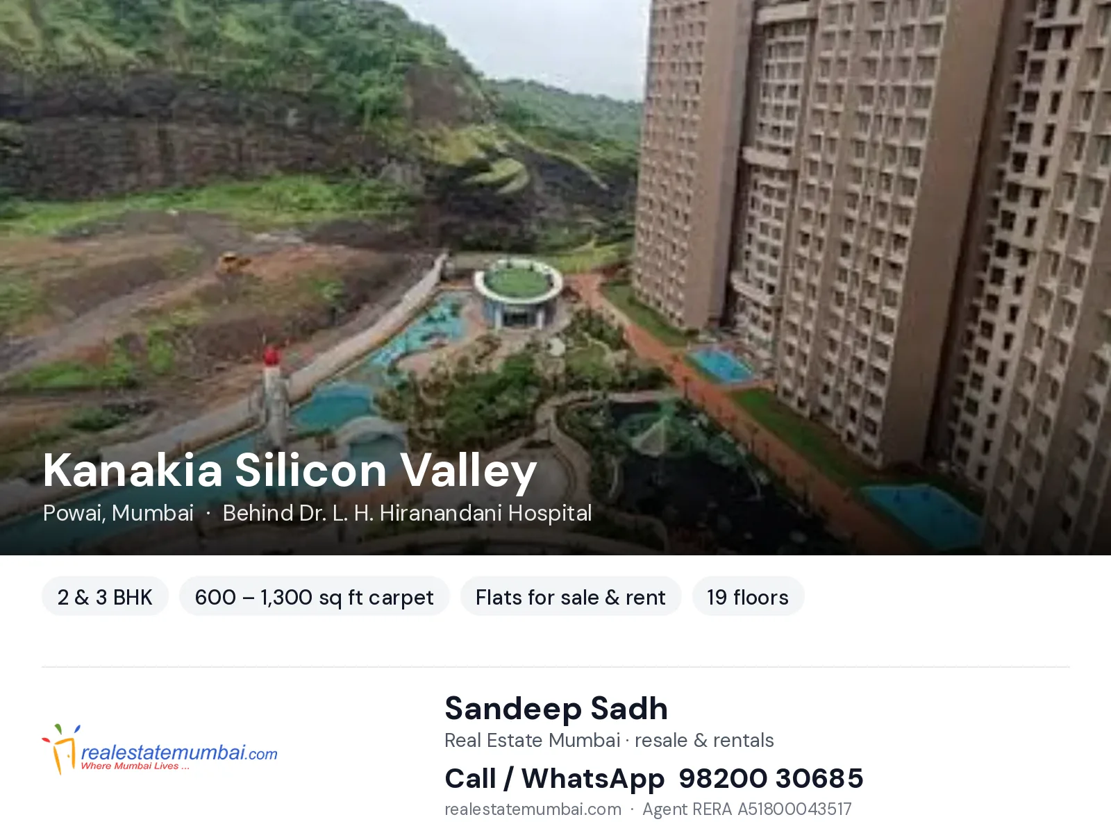 Kanakia Silicon Valley, Powai, Mumbai — 2 & 3 BHK flats for sale & rent | Real Estate Mumbai, Sandeep Sadh 98200 30685