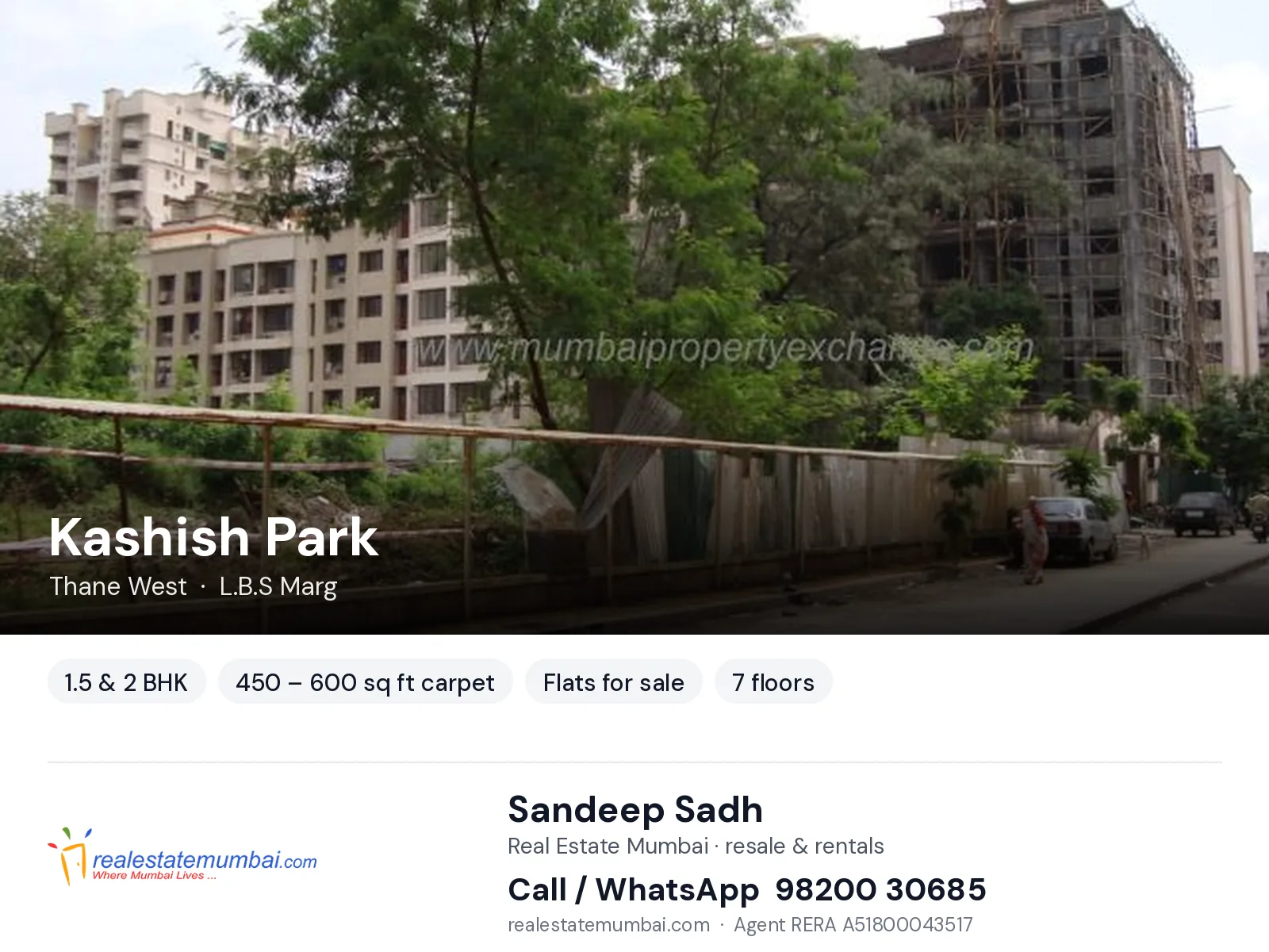 Kashish Park, Thane West — 1.5 & 2 BHK flats for sale | Real Estate Mumbai, Sandeep Sadh 98200 30685