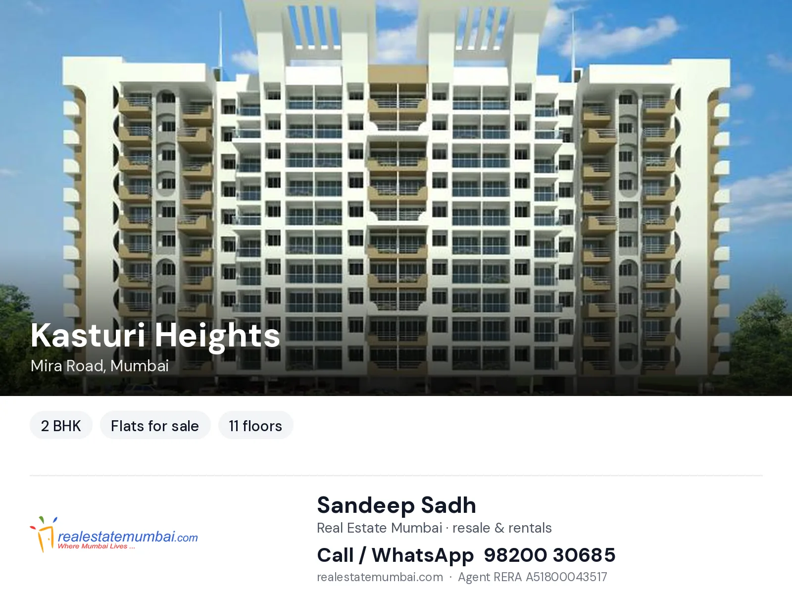 Kasturi Heights, Mira Road, Mumbai — 2 BHK flats for sale | Real Estate Mumbai, Sandeep Sadh 98200 30685