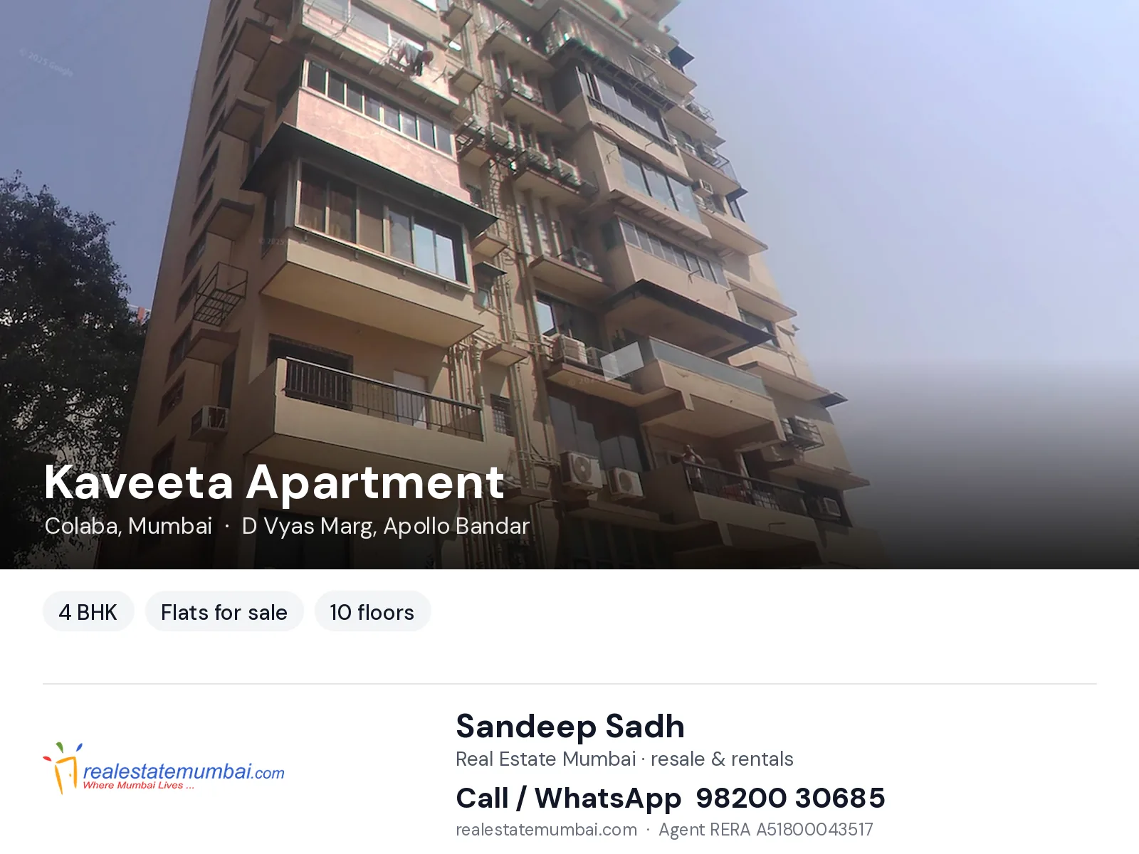 Kaveeta Apartment, Colaba, Mumbai — 4 BHK flats for sale | Real Estate Mumbai, Sandeep Sadh 98200 30685
