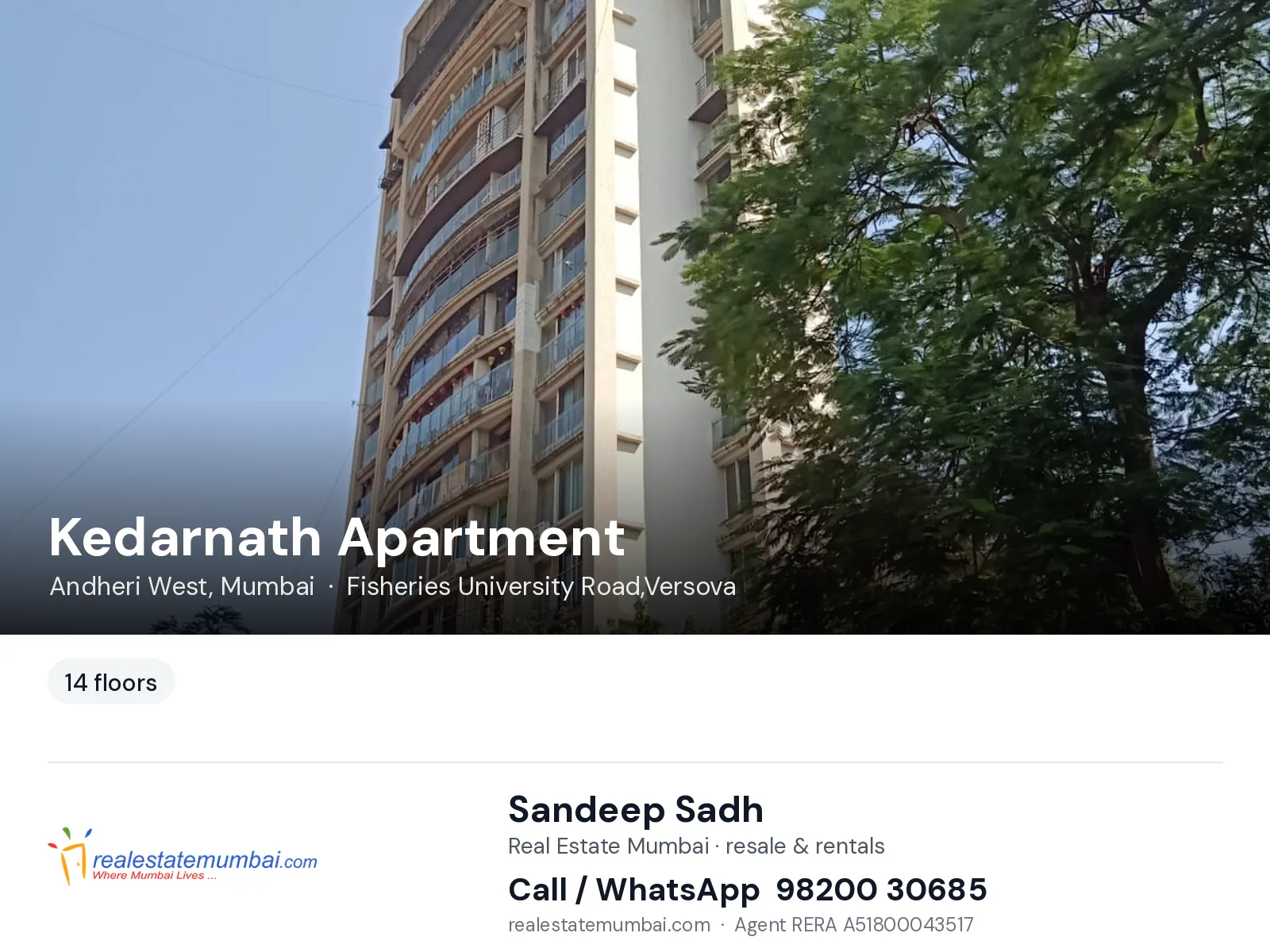 Kedarnath Apartment, Andheri West, Mumbai — flats | Real Estate Mumbai, Sandeep Sadh 98200 30685