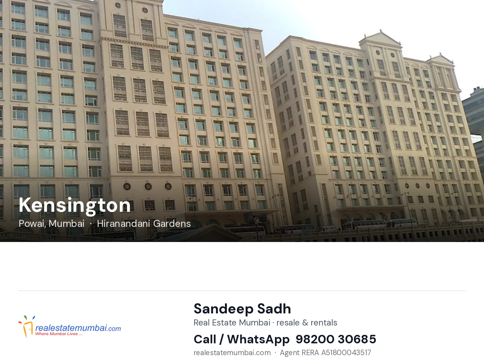 Kensington, Powai, Mumbai — flats | Real Estate Mumbai, Sandeep Sadh 98200 30685