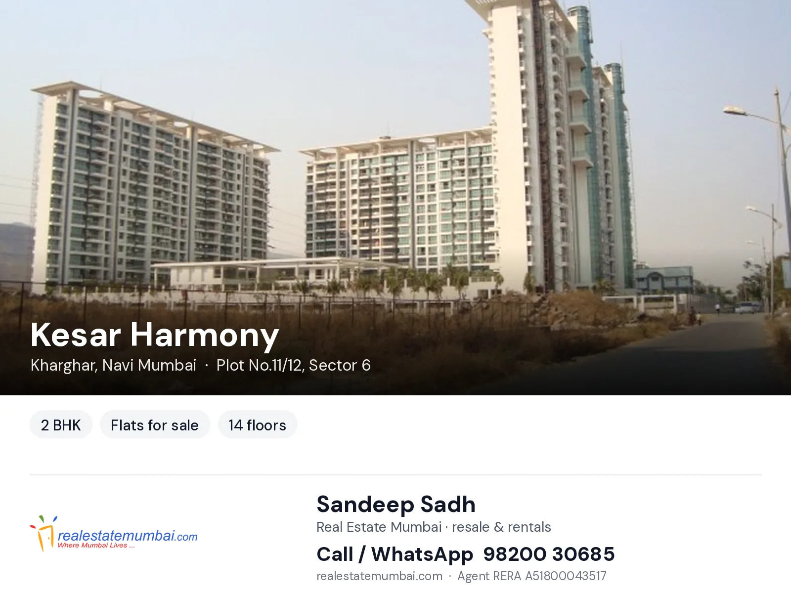 Kesar Harmony, Kharghar, Navi Mumbai — 2 BHK flats for sale | Real Estate Mumbai, Sandeep Sadh 98200 30685