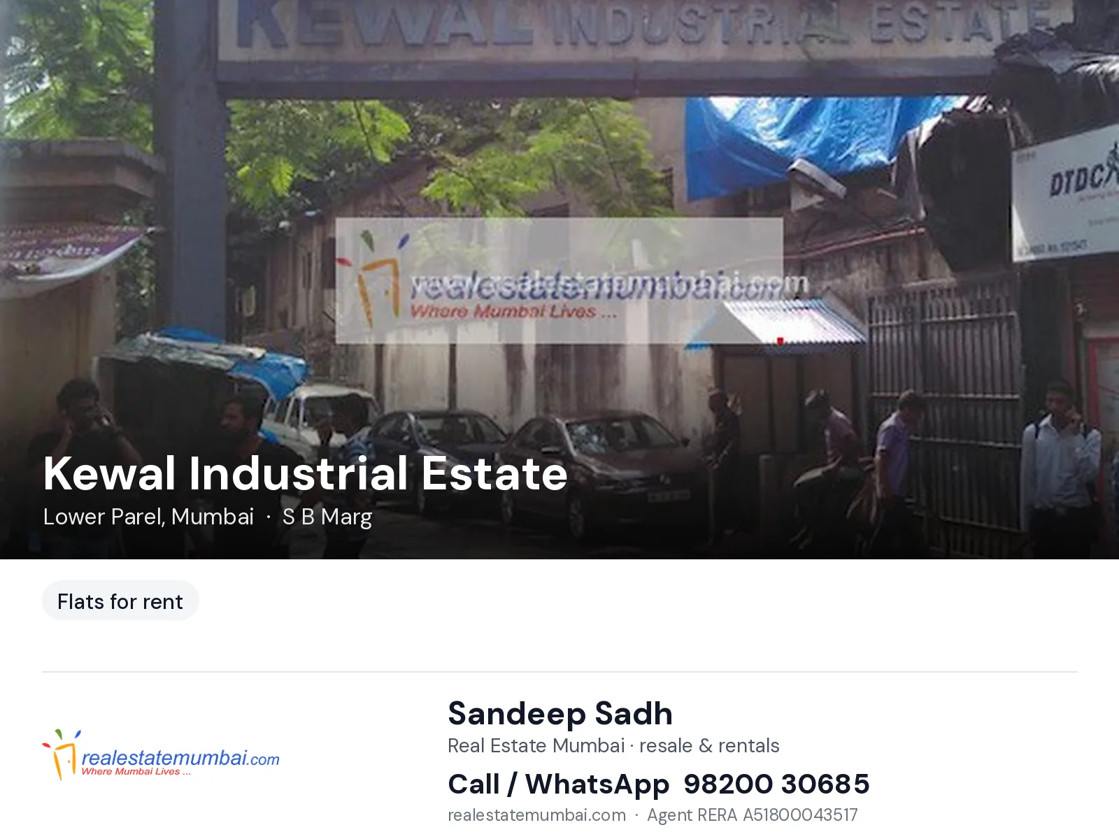 Kewal Industrial Estate, Lower Parel, Mumbai — flats for rent | Real Estate Mumbai, Sandeep Sadh 98200 30685