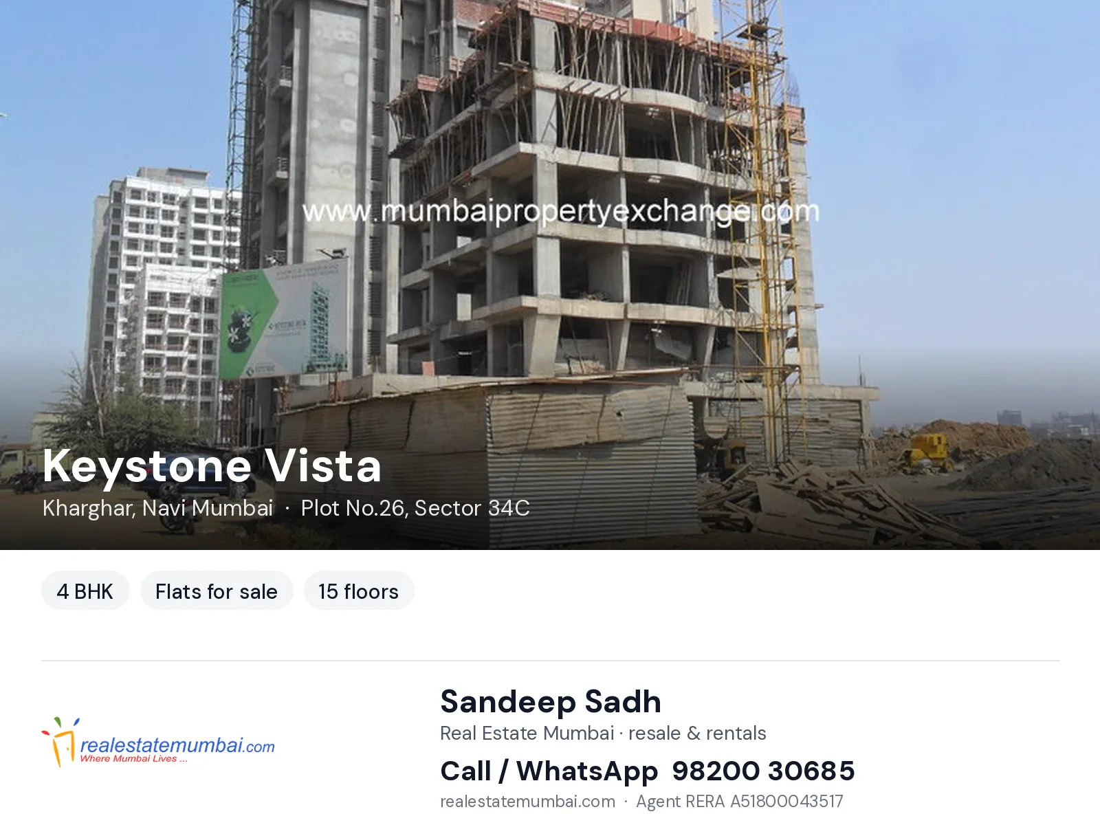 Keystone Vista, Kharghar, Navi Mumbai — 4 BHK flats for sale | Real Estate Mumbai, Sandeep Sadh 98200 30685