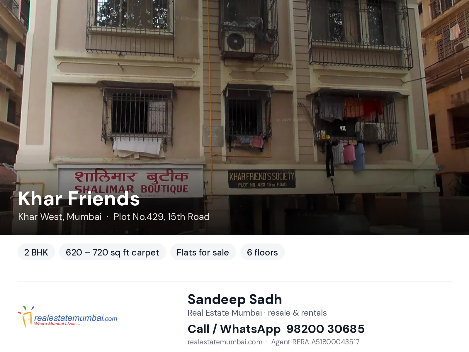 Khar Friends, Khar West, Mumbai — 2 BHK flats for sale | Real Estate Mumbai, Sandeep Sadh 98200 30685