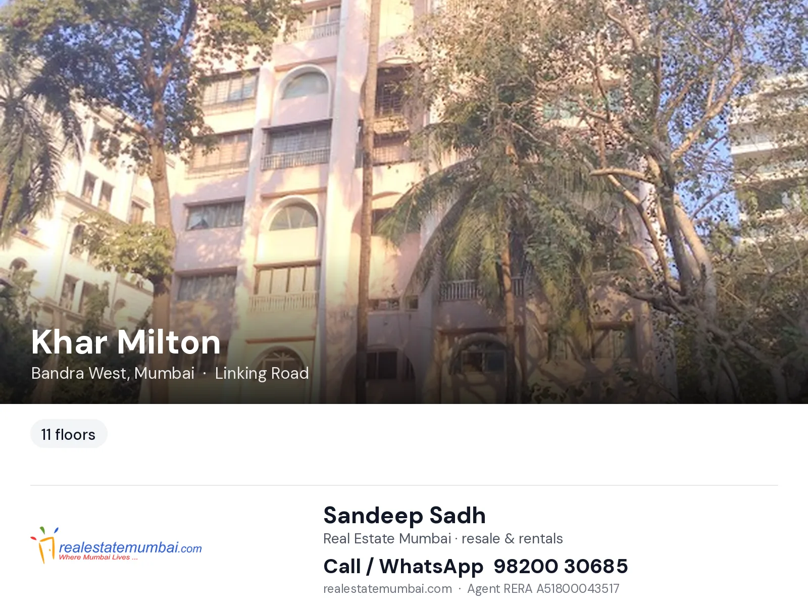 Khar Milton, Bandra West, Mumbai — flats | Real Estate Mumbai, Sandeep Sadh 98200 30685