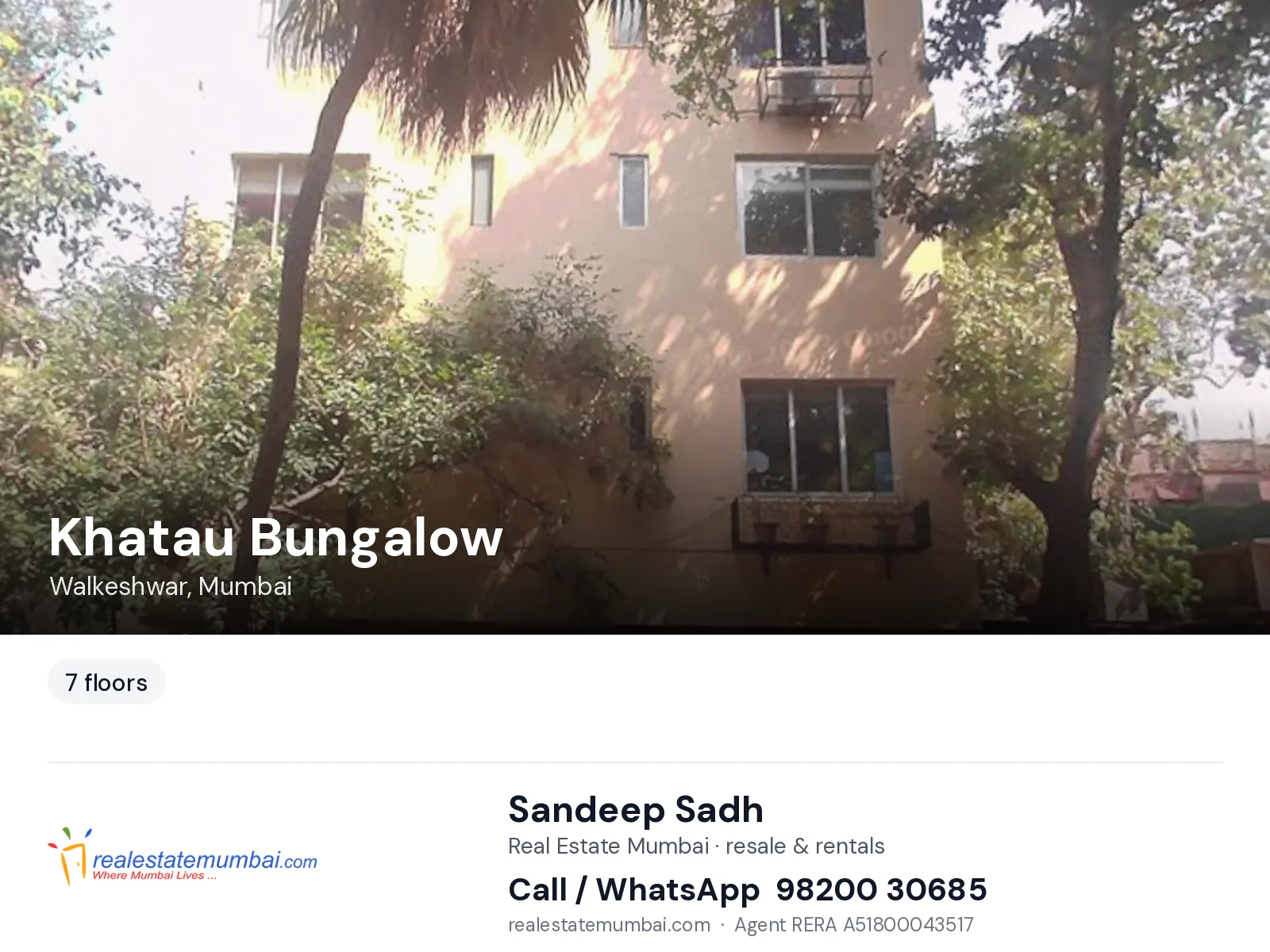 Khatau Bungalow, Walkeshwar, Mumbai — flats | Real Estate Mumbai, Sandeep Sadh 98200 30685