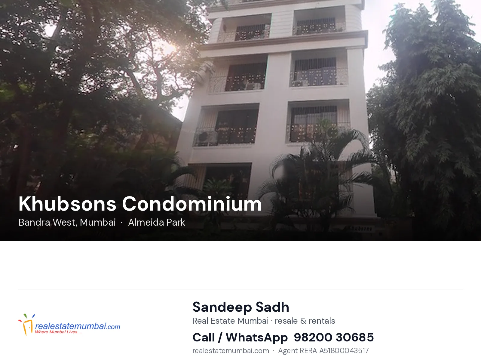 Khubsons Condominium, Bandra West, Mumbai — flats | Real Estate Mumbai, Sandeep Sadh 98200 30685