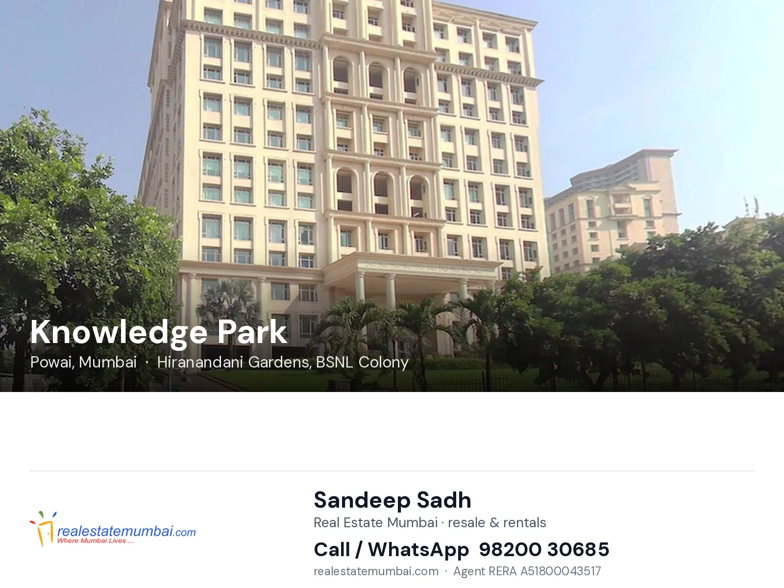 Knowledge Park, Powai, Mumbai — flats | Real Estate Mumbai, Sandeep Sadh 98200 30685