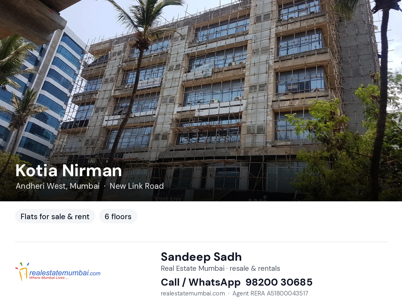 Kotia Nirman, Andheri West, Mumbai — flats for sale & rent | Real Estate Mumbai, Sandeep Sadh 98200 30685