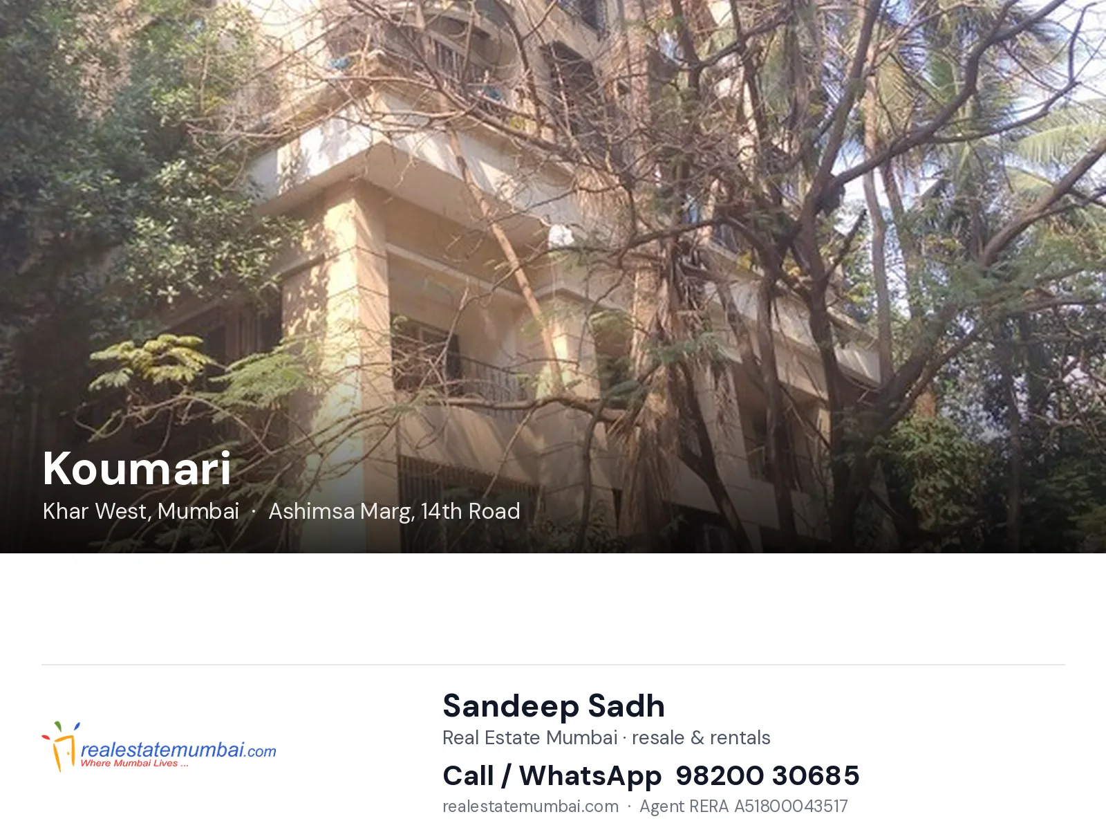 Koumari, Khar West, Mumbai — flats | Real Estate Mumbai, Sandeep Sadh 98200 30685