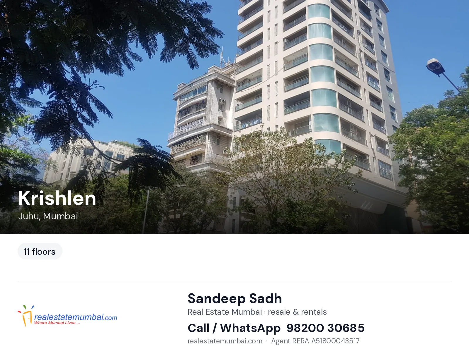 Krishlen, Juhu, Mumbai — flats | Real Estate Mumbai, Sandeep Sadh 98200 30685