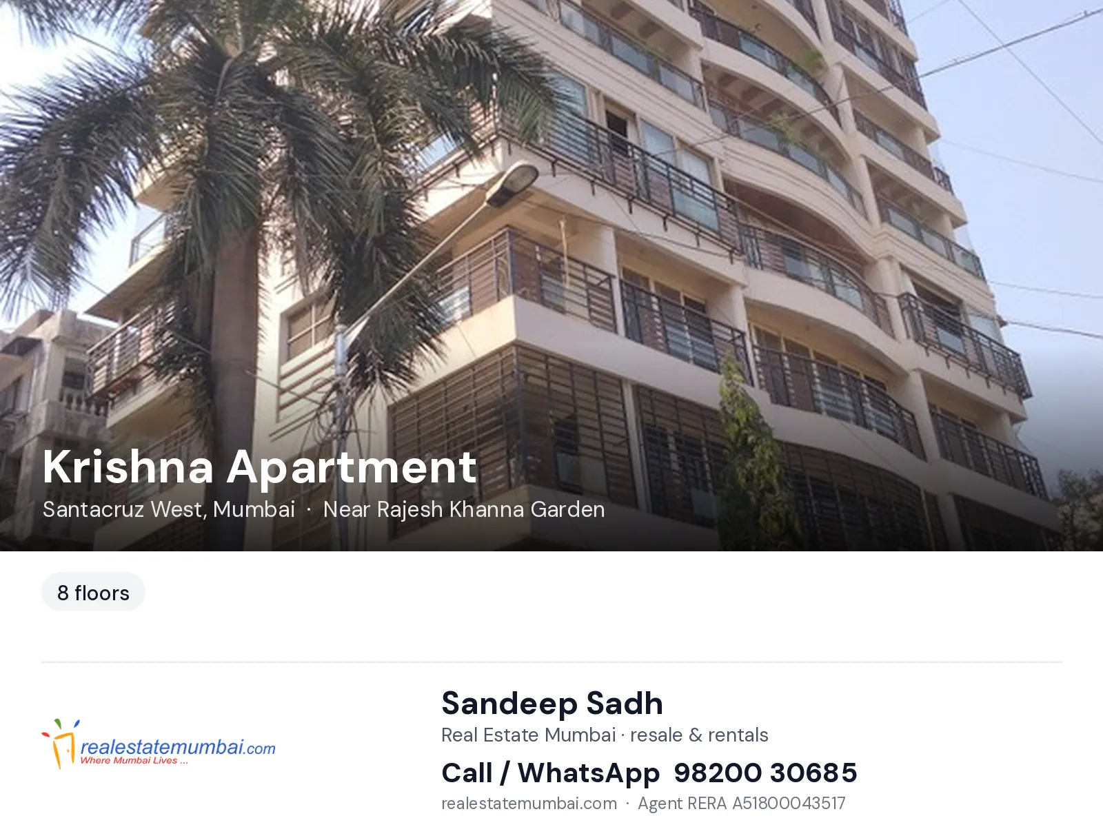Krishna Apartment, Santacruz West, Mumbai — flats | Real Estate Mumbai, Sandeep Sadh 98200 30685
