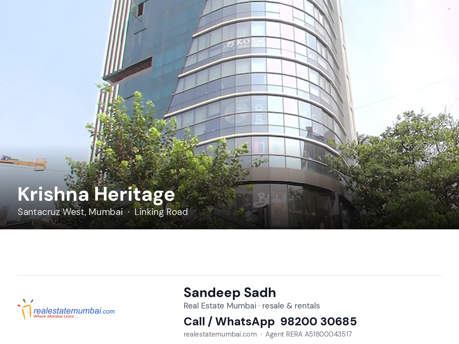 Krishna Heritage, Santacruz West, Mumbai — flats | Real Estate Mumbai, Sandeep Sadh 98200 30685