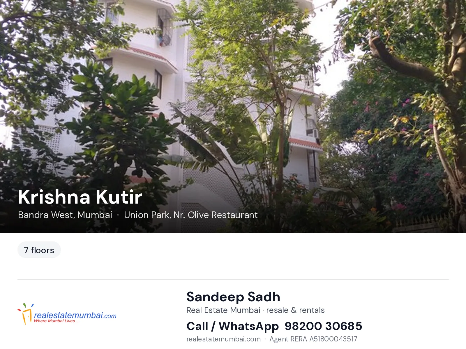 Krishna Kutir, Bandra West, Mumbai — flats | Real Estate Mumbai, Sandeep Sadh 98200 30685