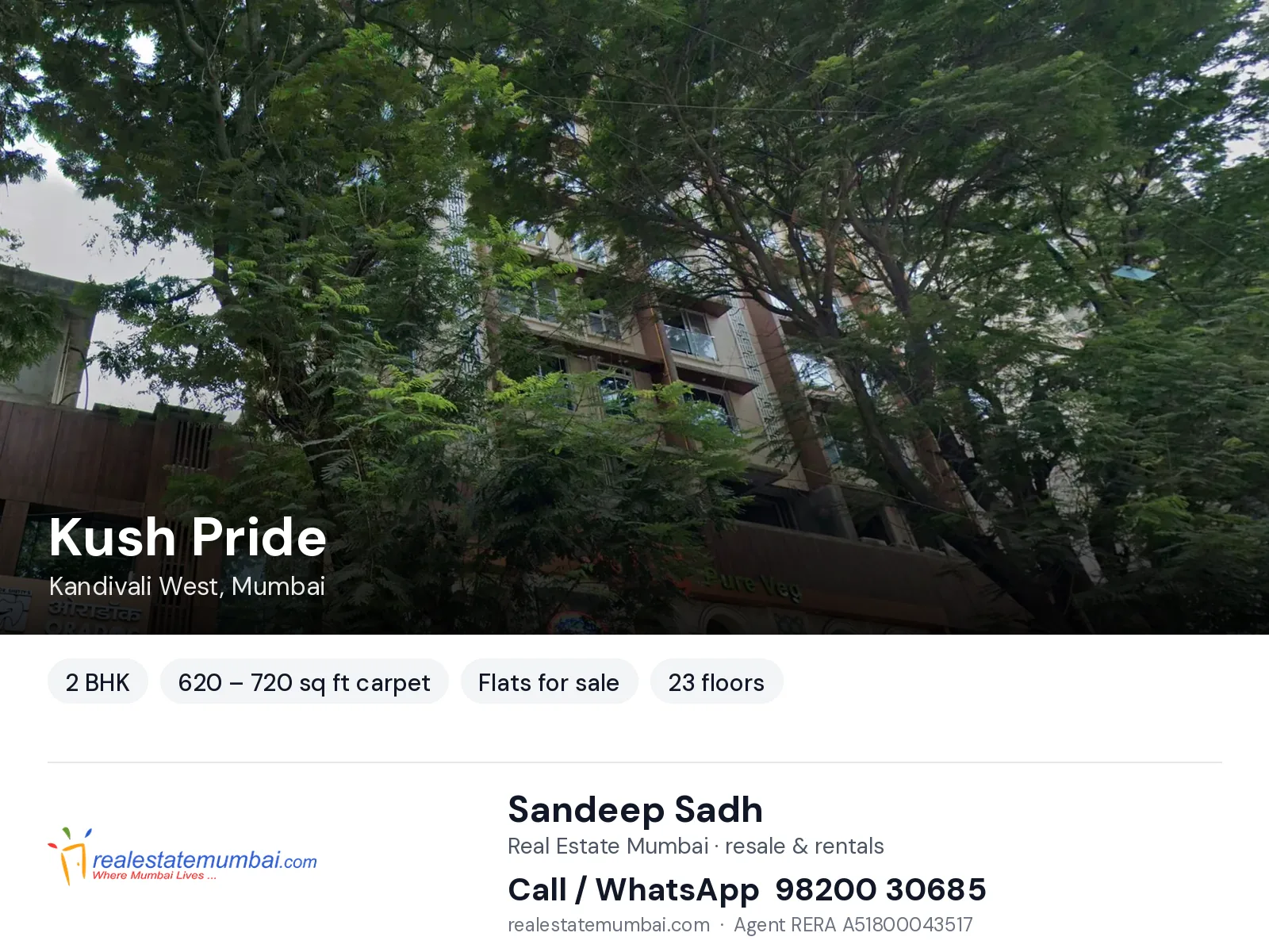 Kush Pride, Kandivali West, Mumbai — 2 BHK flats for sale | Real Estate Mumbai, Sandeep Sadh 98200 30685