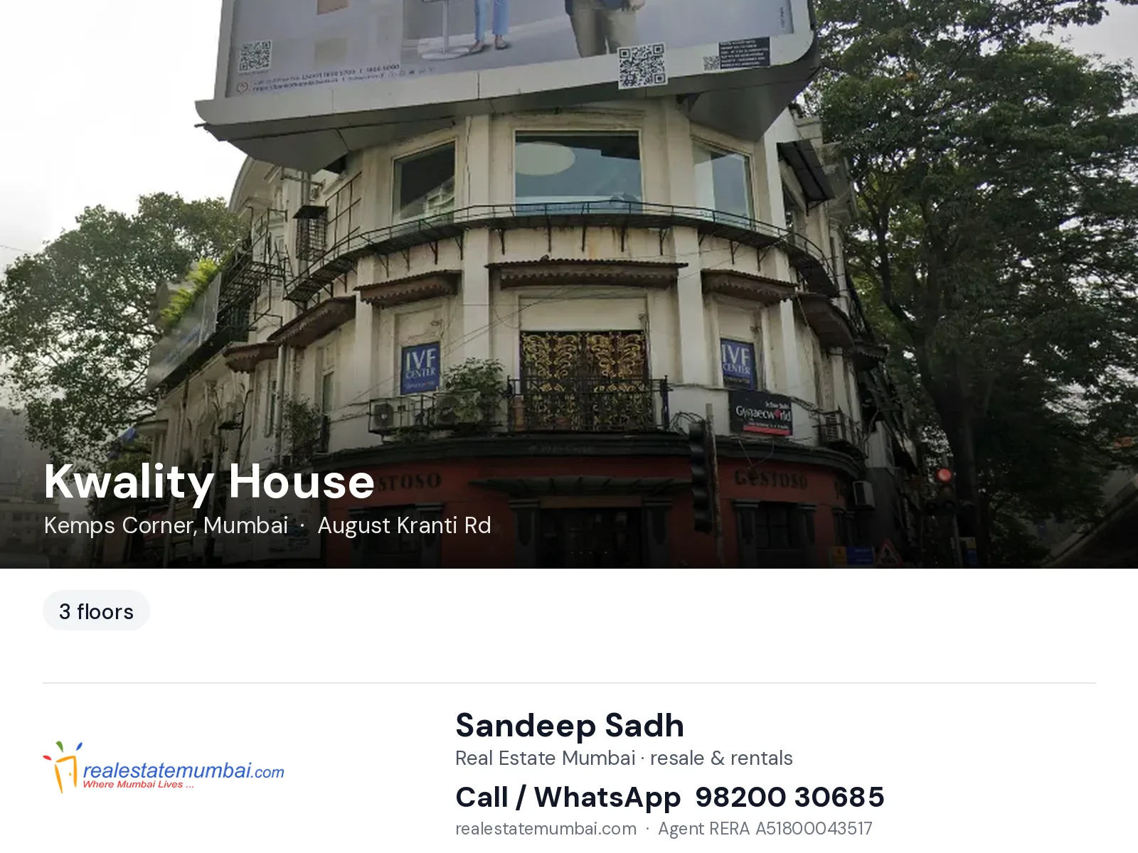Kwality House, Kemps Corner, Mumbai — flats | Real Estate Mumbai, Sandeep Sadh 98200 30685
