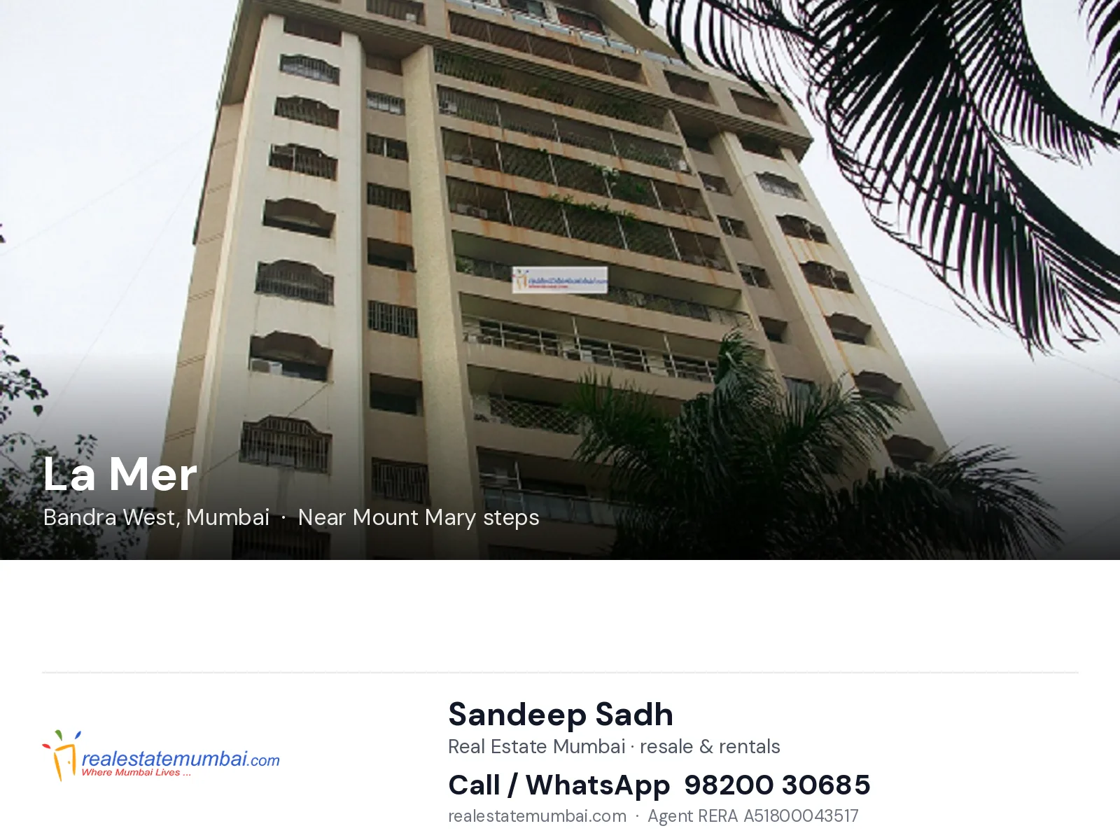 La Mer, Bandra West, Mumbai — flats | Real Estate Mumbai, Sandeep Sadh 98200 30685
