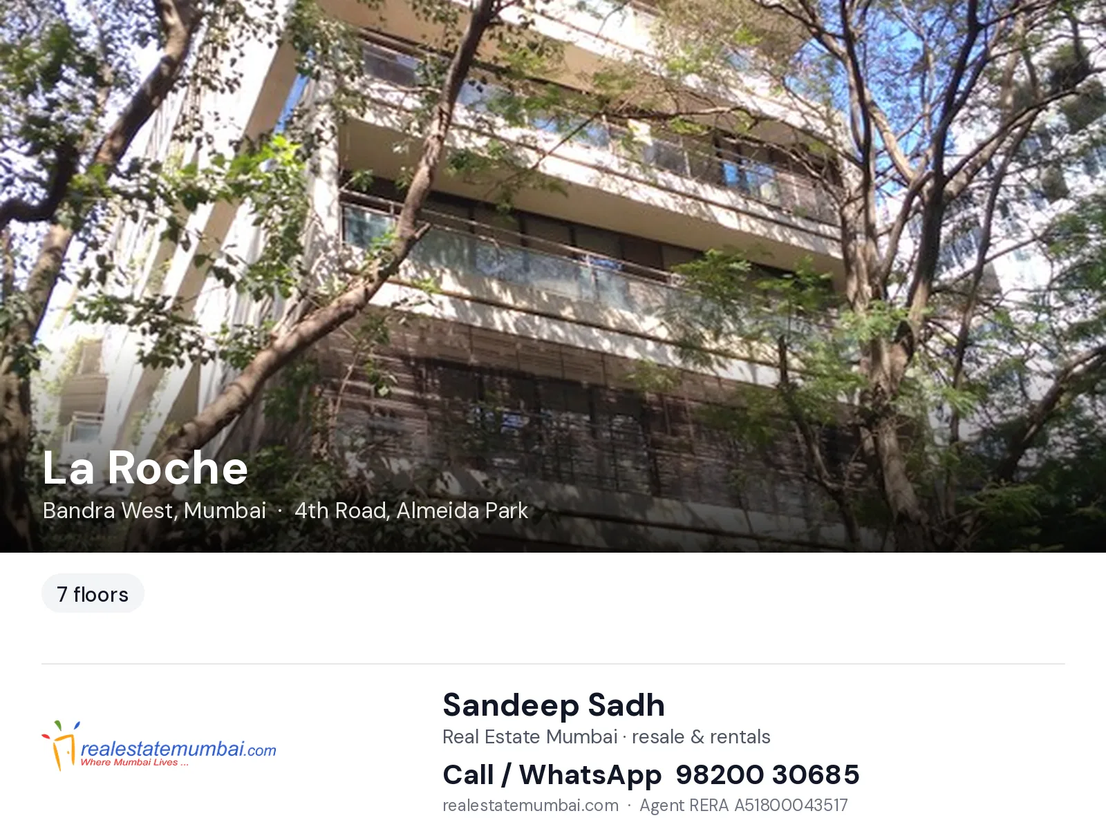 La Roche, Bandra West, Mumbai — flats | Real Estate Mumbai, Sandeep Sadh 98200 30685
