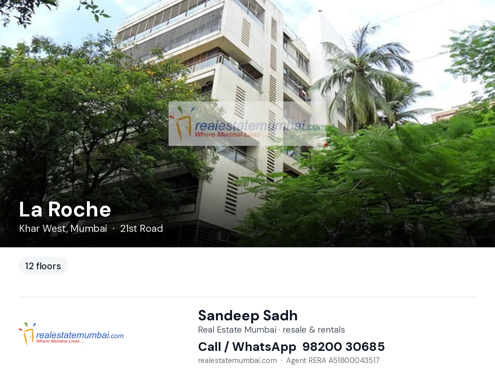 La Roche, Khar West, Mumbai — flats | Real Estate Mumbai, Sandeep Sadh 98200 30685