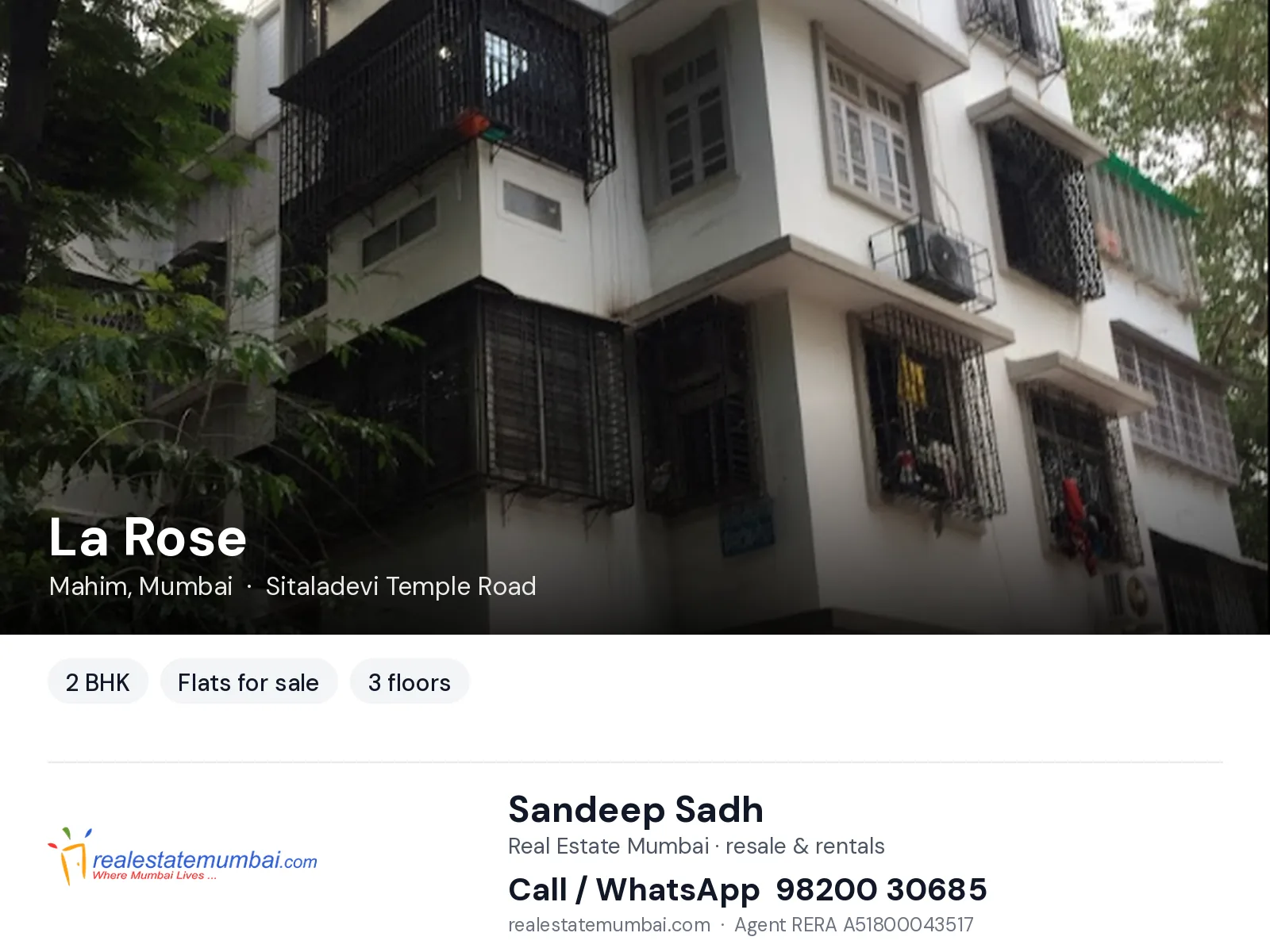 La Rose, Mahim, Mumbai — 2 BHK flats for sale | Real Estate Mumbai, Sandeep Sadh 98200 30685