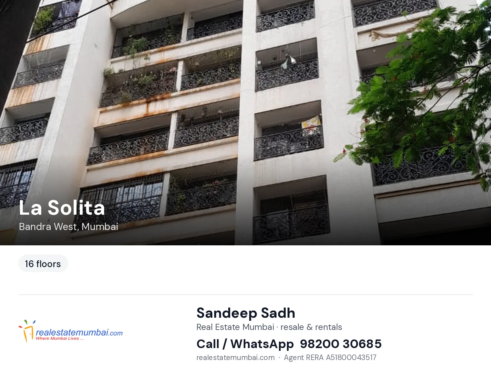 La Solita, Bandra West, Mumbai — flats | Real Estate Mumbai, Sandeep Sadh 98200 30685