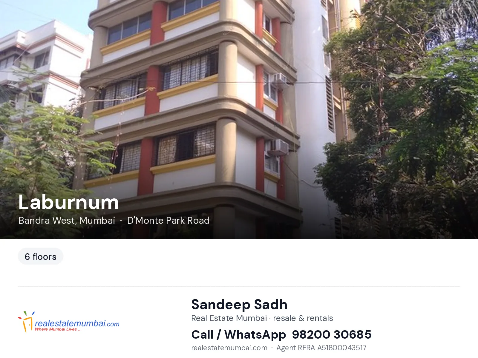 Laburnum, Bandra West, Mumbai — flats | Real Estate Mumbai, Sandeep Sadh 98200 30685