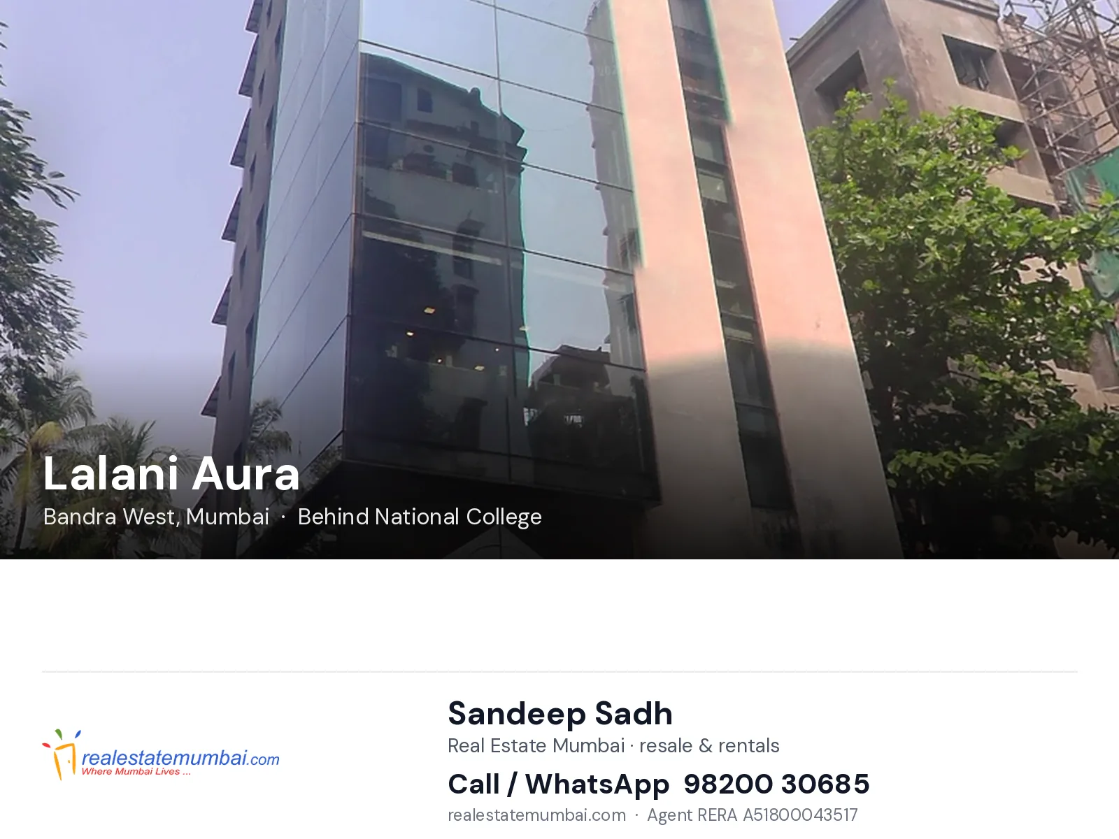 Lalani Aura, Bandra West, Mumbai — flats | Real Estate Mumbai, Sandeep Sadh 98200 30685