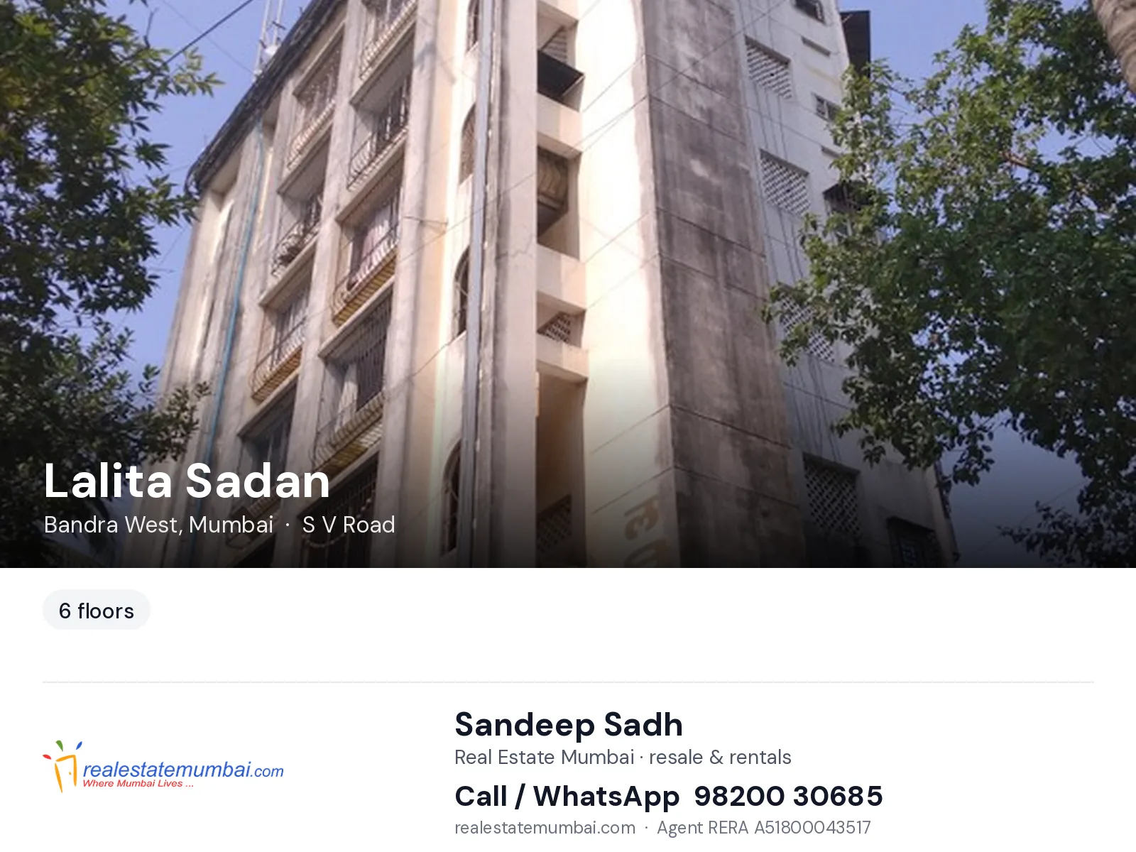 Lalita Sadan, Bandra West, Mumbai — flats | Real Estate Mumbai, Sandeep Sadh 98200 30685