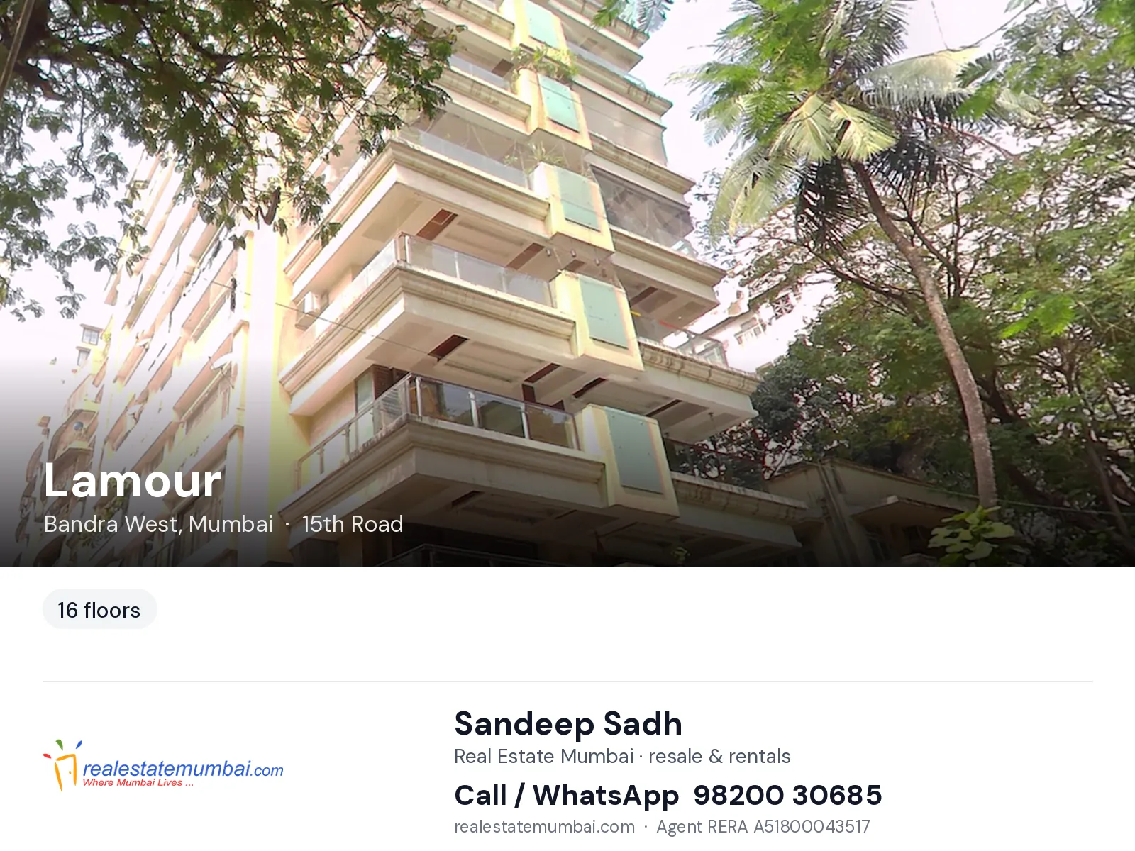 Lamour, Bandra West, Mumbai — flats | Real Estate Mumbai, Sandeep Sadh 98200 30685