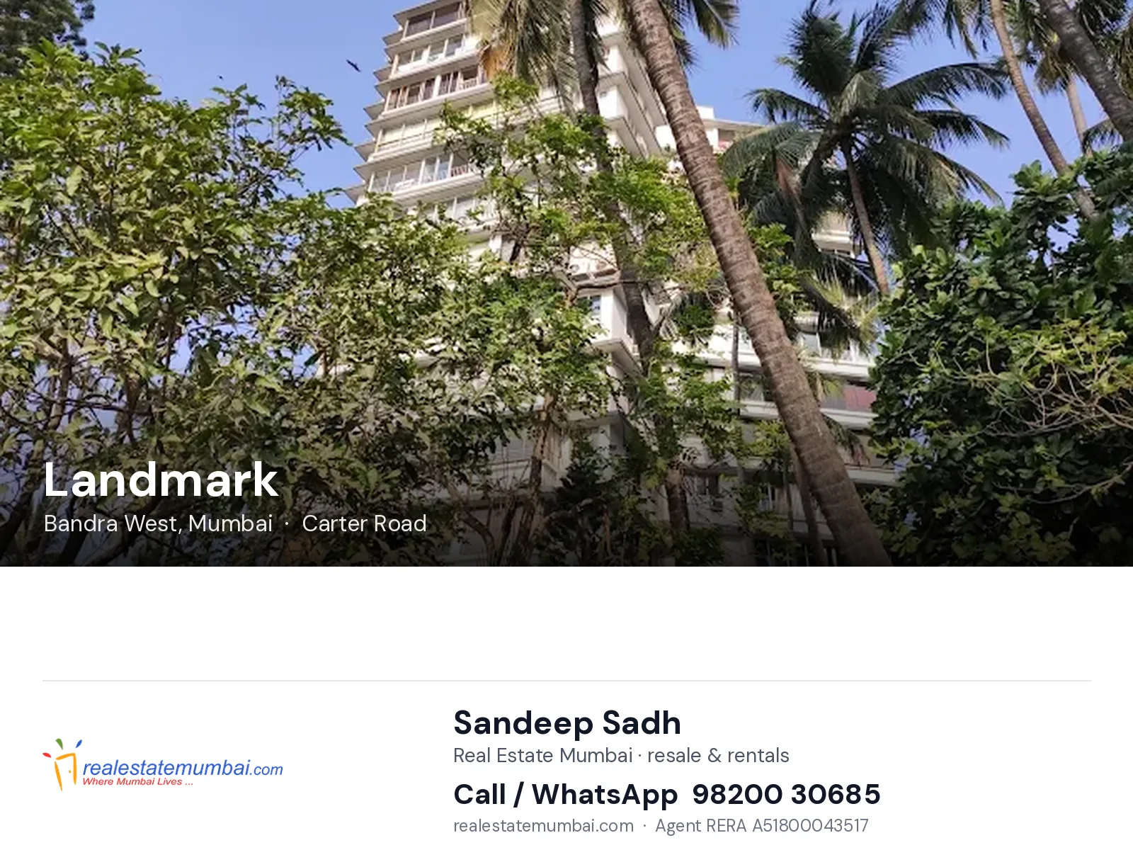 Landmark, Bandra West, Mumbai — flats | Real Estate Mumbai, Sandeep Sadh 98200 30685
