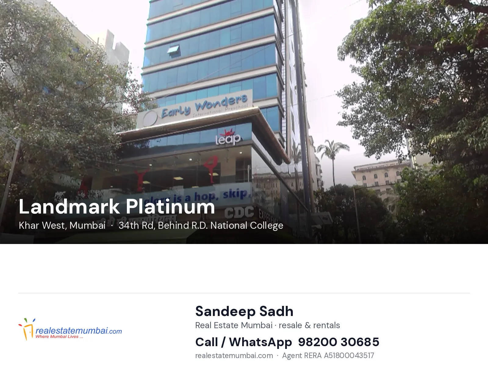 Landmark Platinum, Khar West, Mumbai — flats | Real Estate Mumbai, Sandeep Sadh 98200 30685