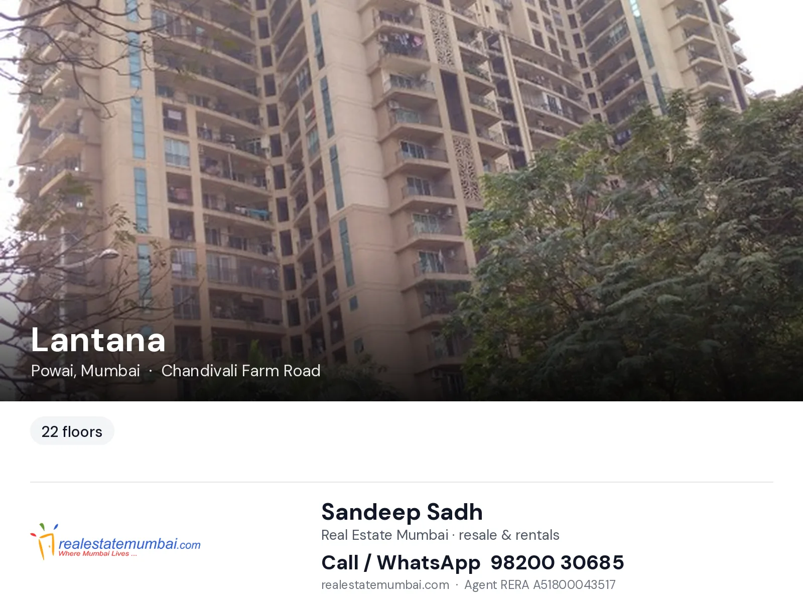 Lantana, Powai, Mumbai — flats | Real Estate Mumbai, Sandeep Sadh 98200 30685