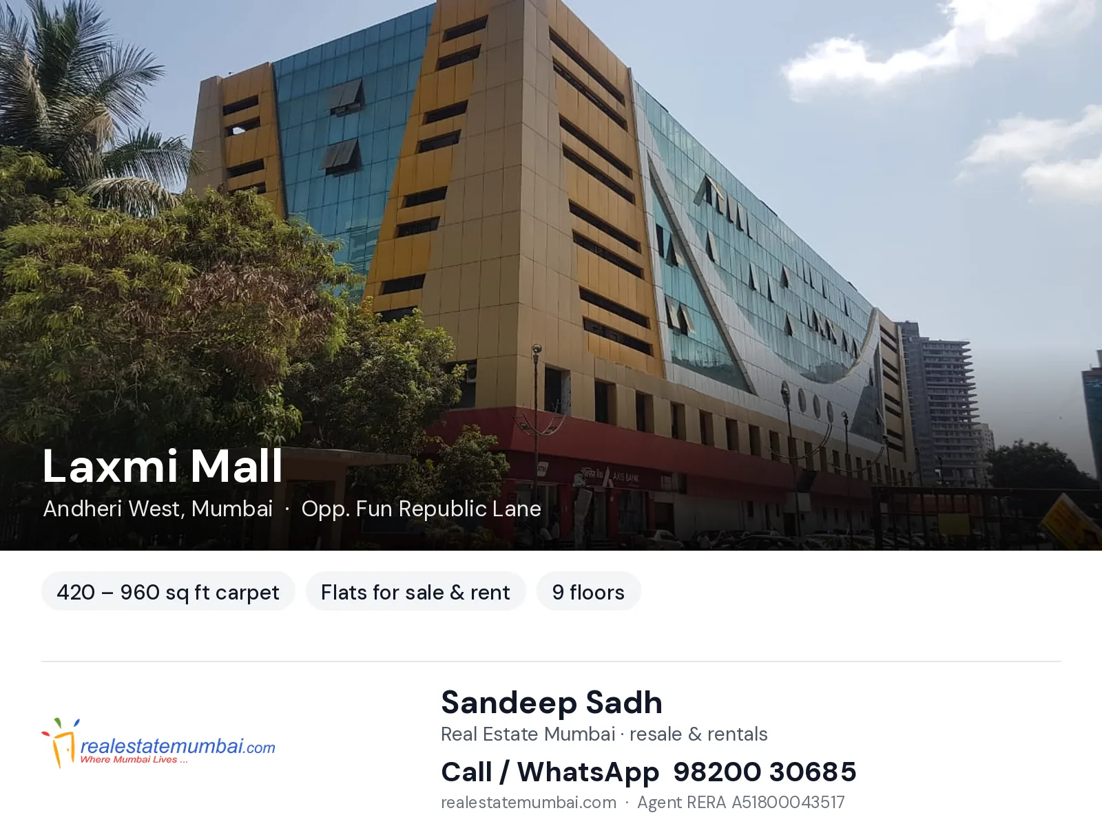 Laxmi Mall, Andheri West, Mumbai — flats for sale & rent | Real Estate Mumbai, Sandeep Sadh 98200 30685
