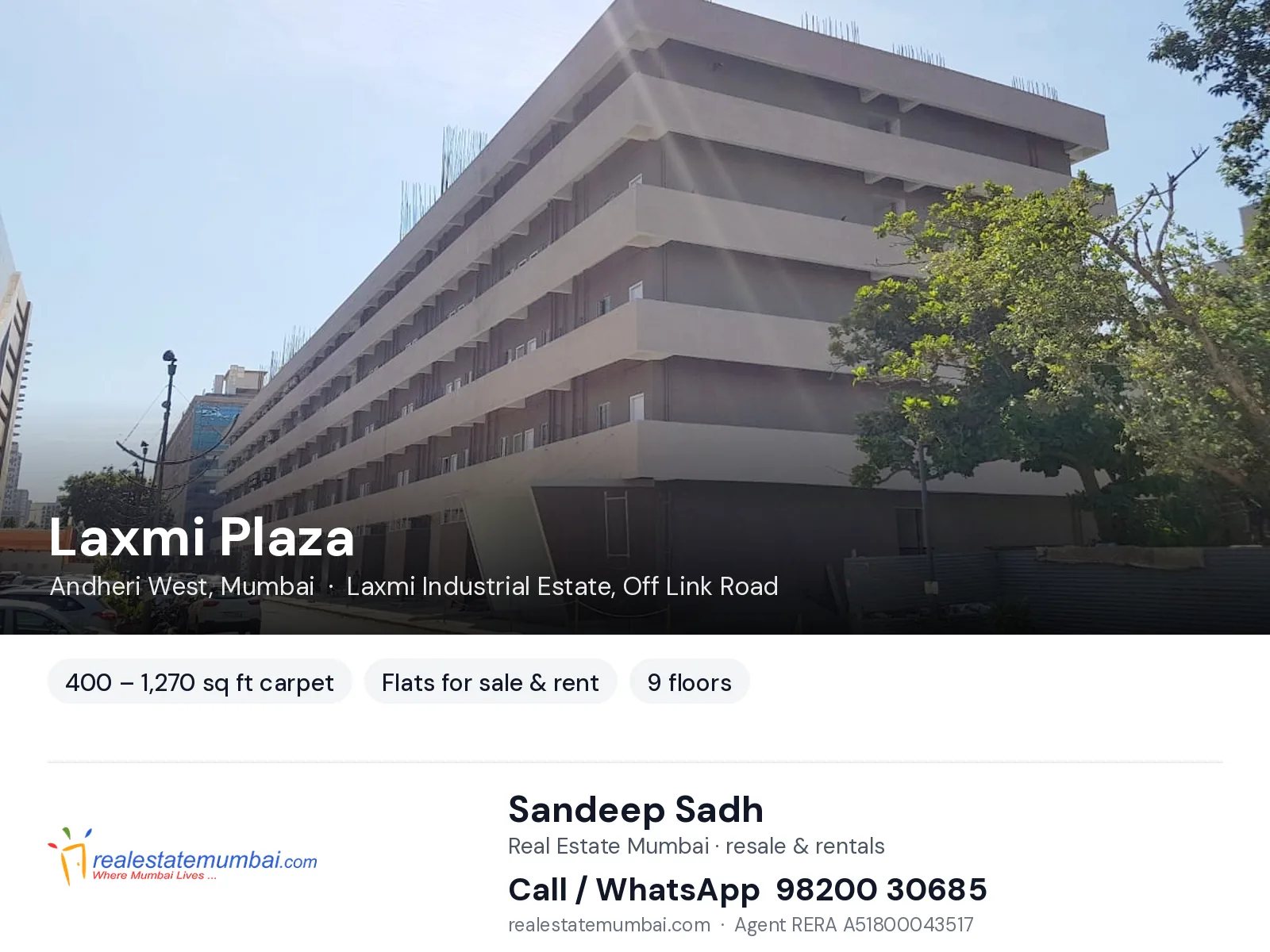 Laxmi Plaza, Andheri West, Mumbai — flats for sale & rent | Real Estate Mumbai, Sandeep Sadh 98200 30685
