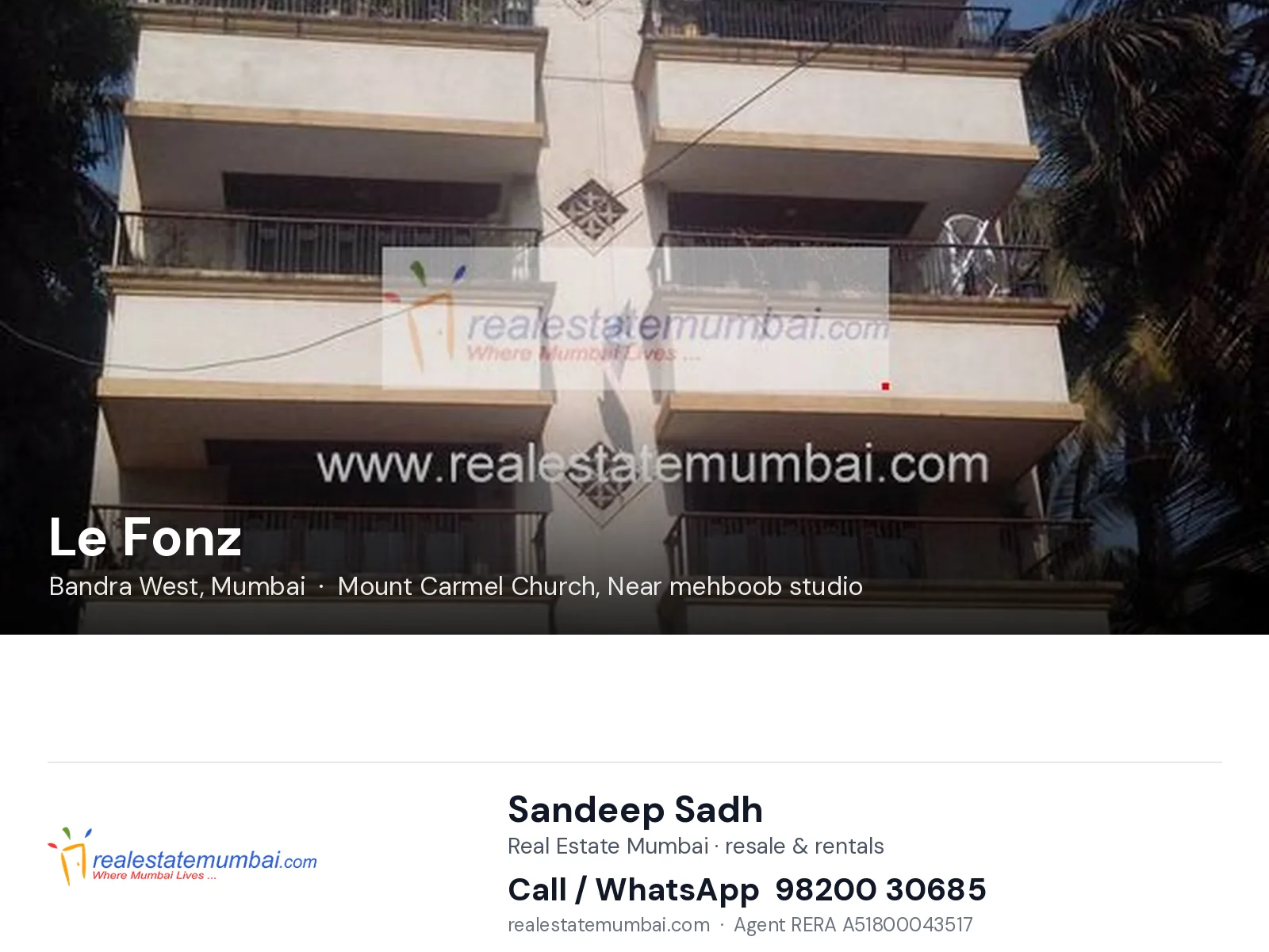 Le Fonz, Bandra West, Mumbai — flats | Real Estate Mumbai, Sandeep Sadh 98200 30685