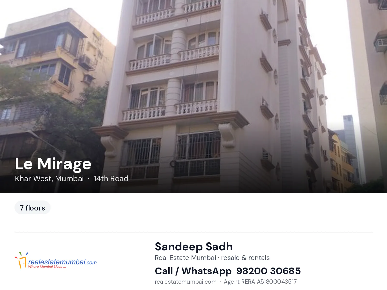 Le Mirage, Khar West, Mumbai — flats | Real Estate Mumbai, Sandeep Sadh 98200 30685