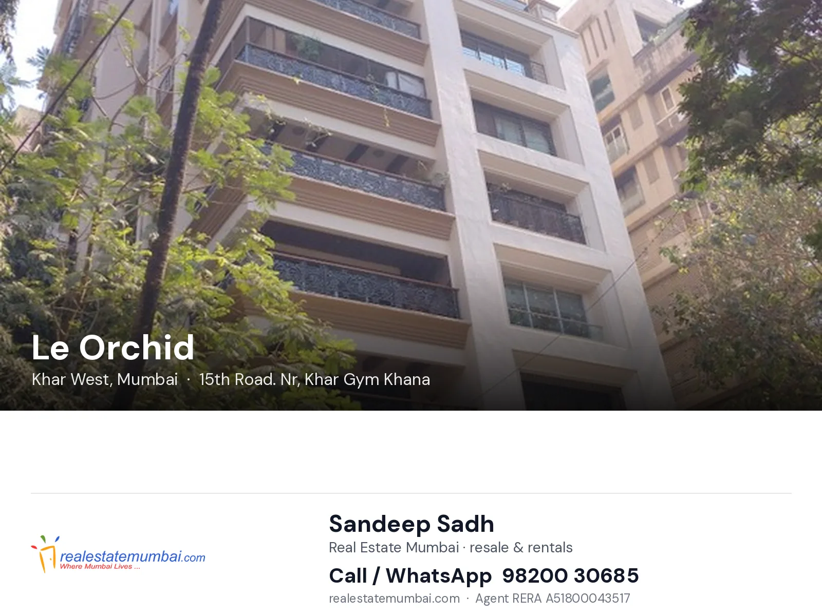 Le Orchid, Khar West, Mumbai — flats | Real Estate Mumbai, Sandeep Sadh 98200 30685