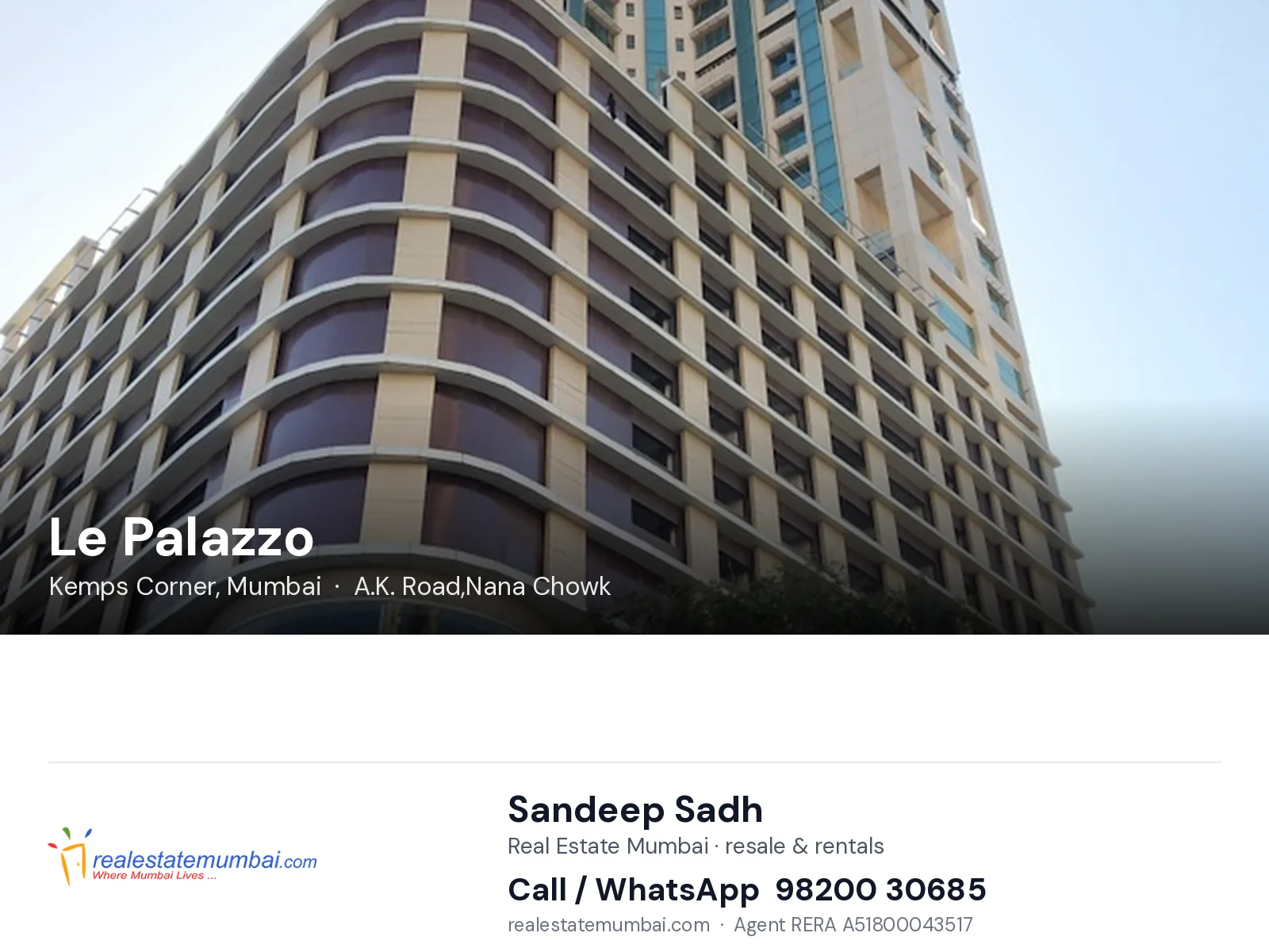 Le Palazzo, Kemps Corner, Mumbai — flats | Real Estate Mumbai, Sandeep Sadh 98200 30685