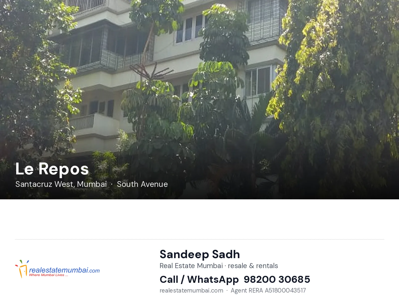 Le Repos, Santacruz West, Mumbai — flats | Real Estate Mumbai, Sandeep Sadh 98200 30685