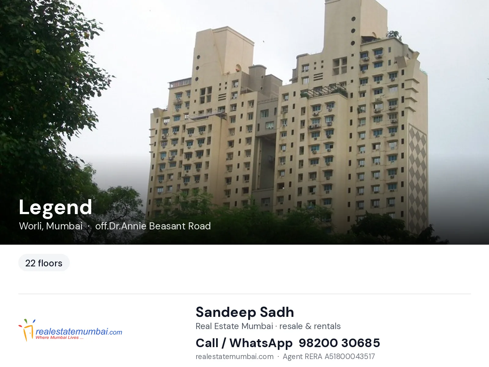 Legend, Worli, Mumbai — flats | Real Estate Mumbai, Sandeep Sadh 98200 30685